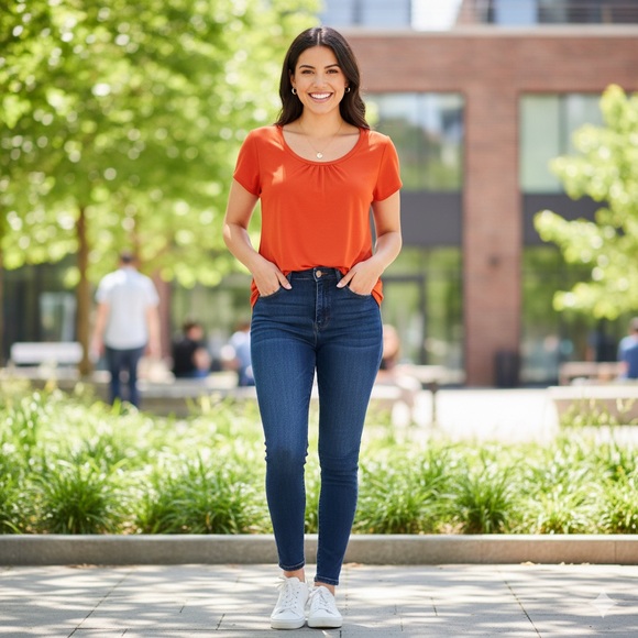 Orange S/S Blouse - Picture 1 of 6